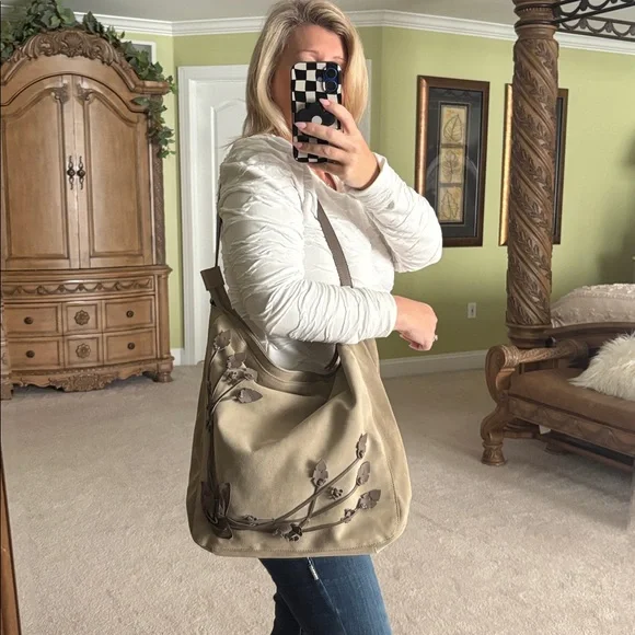 Valentino Floral Embellished suede Bag - Picture 13 of 13